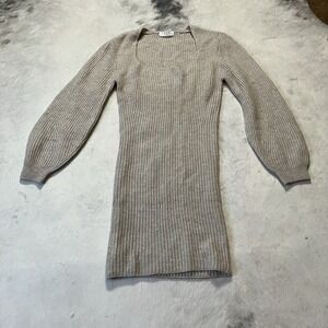 OGD Revolve Sweater Dress Womens Size‎ Small Beige Knit Balloon Sleeves